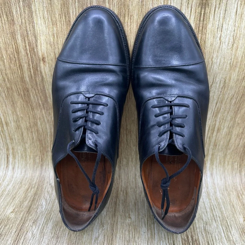 Salvatore Ferragamo Oxford Shoes Men's Size 10 2E Black Leather Cap Toe Dress